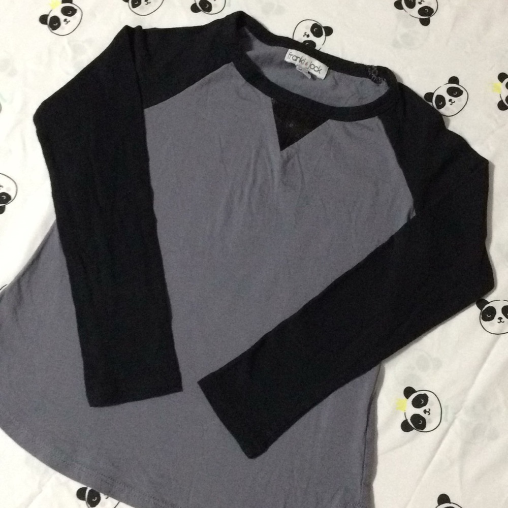 Black and Grey LS Shirt with Sequins
